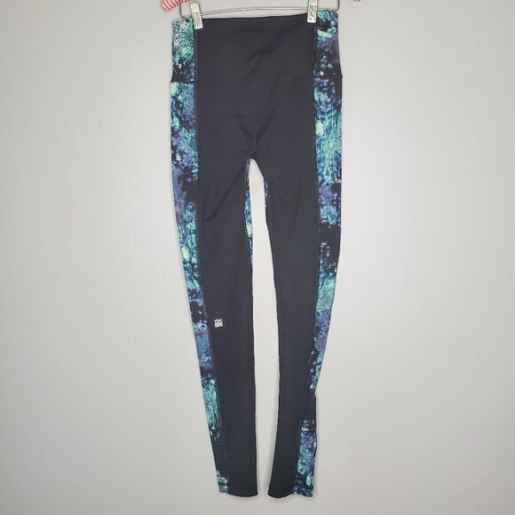 Victoria's Secret S Workout Leggings Oil Spill Wonderland Black Purple Blue VSX - Picture 4 of 12